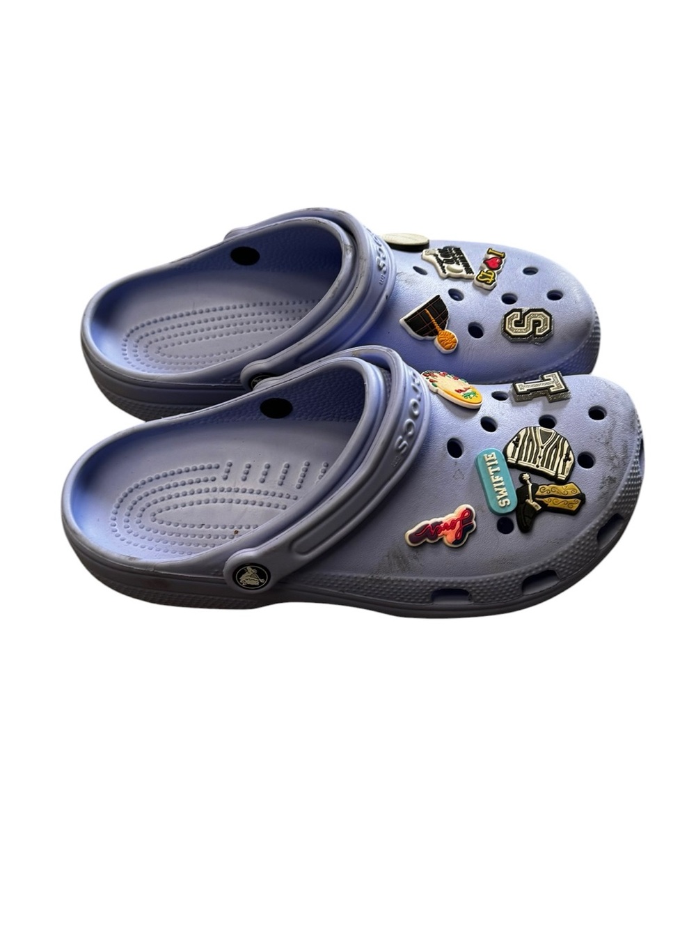 CROCS Unisex Light Lavender Clogs with Fun Jibbitz Charms Women Size 10 Men 8 - Picture 4 of 5